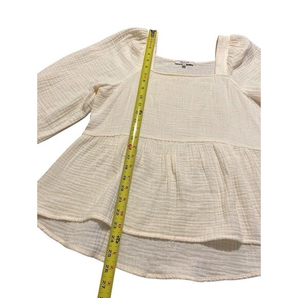 Madewell Plus Lightspun Millbrook Puff-sleeve Peplum  Size M‎ Light Yellow - Picture 6 of 10